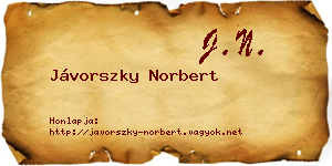 Jávorszky Norbert névjegykártya