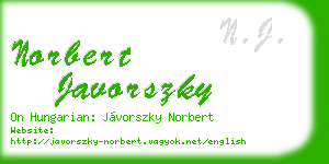 norbert javorszky business card